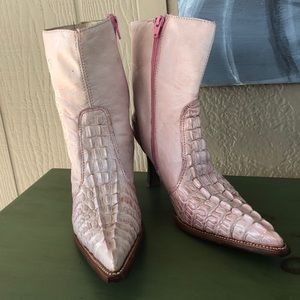 Pink Rockabilly Height Cowboy boots Alligator Heel